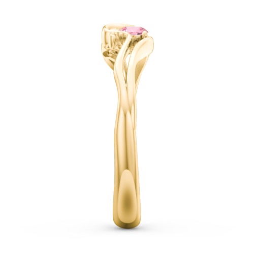 Swirl of Style Birthstone Ring – 18K Gold Plated Silver with Pink Tourmaline