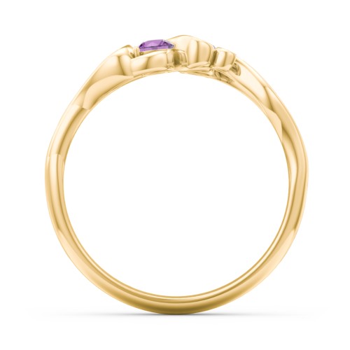Swirl of Style Birthstone Ring – 18K Gold Plated Silver with Amethyst