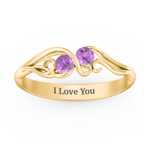 Swirl of Style Birthstone Ring – 18K Gold Plated Silver with Amethyst