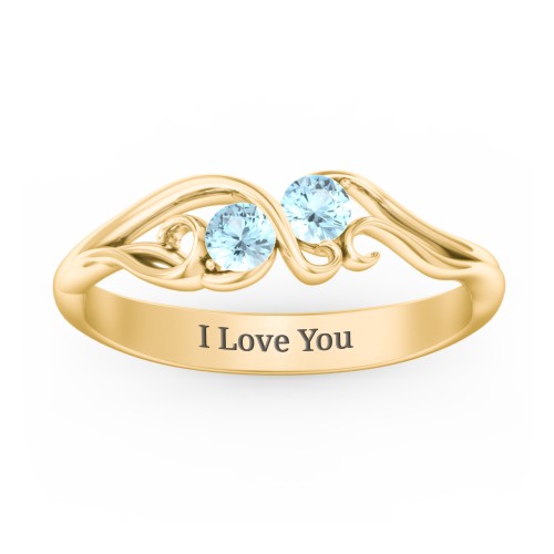 Swirl of Style Birthstone Ring – 18K Gold Plated Silver with Blue Topaz