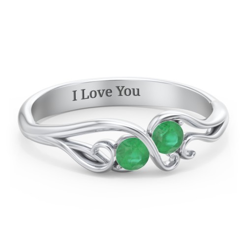 Swirl of Style Birthstone Ring – Sterling Silver with Emerald