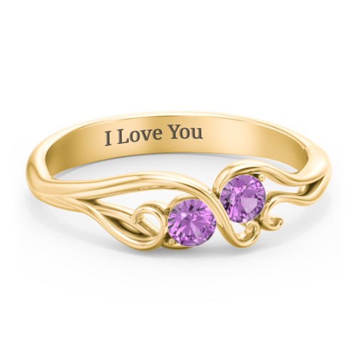 Swirl of Style Birthstone Ring – 18K Gold Plated Silver with Amethyst