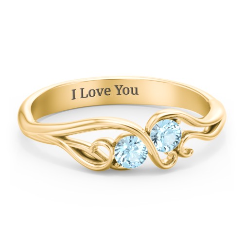 Swirl of Style Birthstone Ring – 18K Gold Plated Silver with Blue Topaz