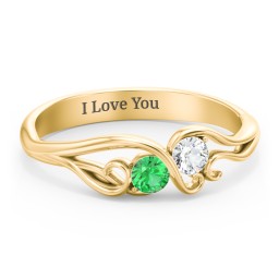 Swirl of Style Birthstone Ring in 18K Gold Plated Silver with Emerald and Cubic Zirconia