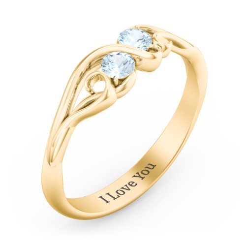 Swirl of Style Birthstone Ring – 18K Gold Plated Silver with Aquamarine
