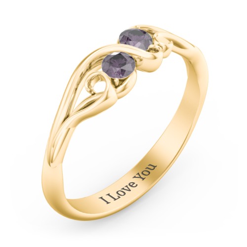 Swirl of Style Birthstone Ring – 18K Gold Plated Silver with Alexandrite