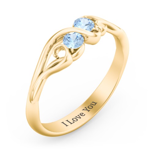 Swirl of Style Birthstone Ring – 18K Gold Plated Silver with Blue Topaz
