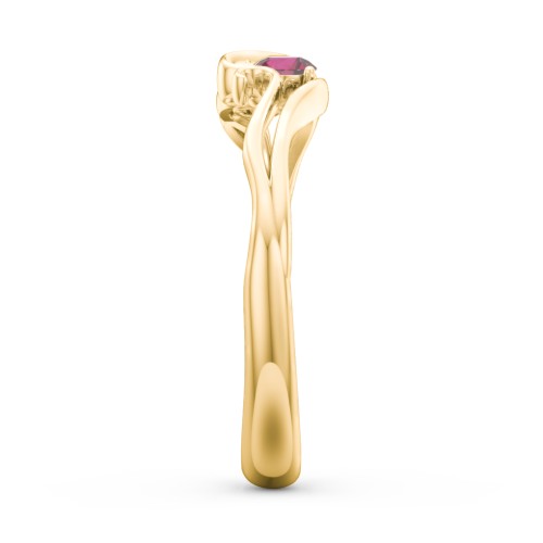 Swirl of Style Birthstone Ring – 18K Gold Plated Silver with Ruby