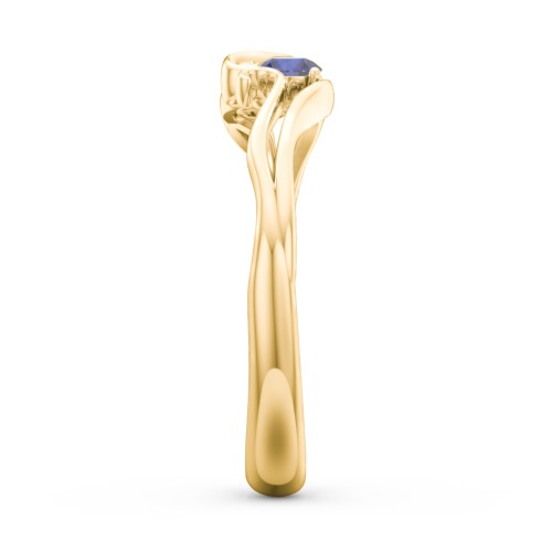 Swirl of Style Birthstone Ring – 18K Gold Plated Silver with Blue Sapphire