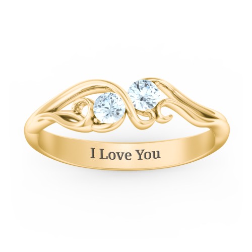 Swirl of Style Birthstone Ring – 18K Gold Plated Silver with Aquamarine
