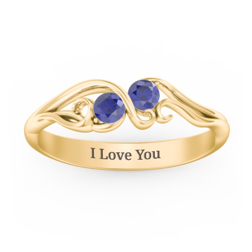 Swirl of Style Birthstone Ring – 18K Gold Plated Silver with Blue Sapphire