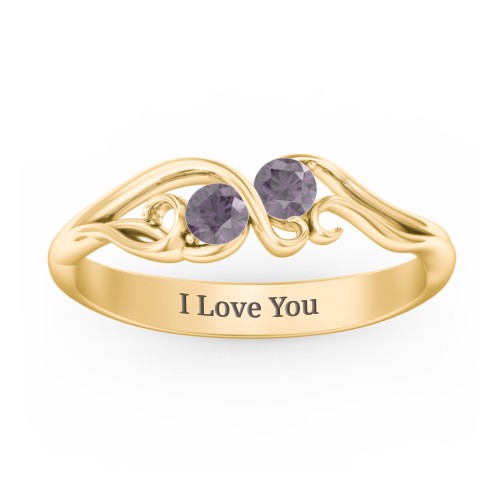 Swirl of Style Birthstone Ring – 18K Gold Plated Silver with Alexandrite