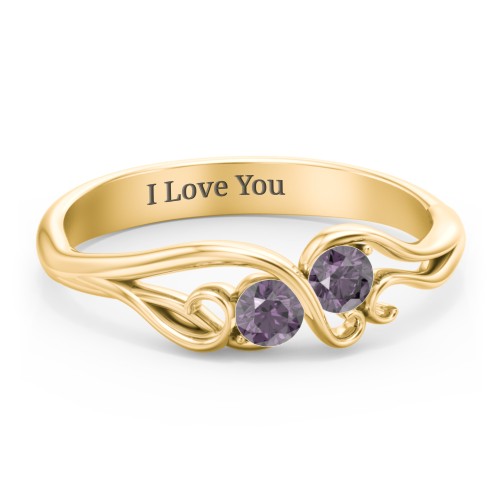 Swirl of Style Birthstone Ring – 18K Gold Plated Silver with Alexandrite