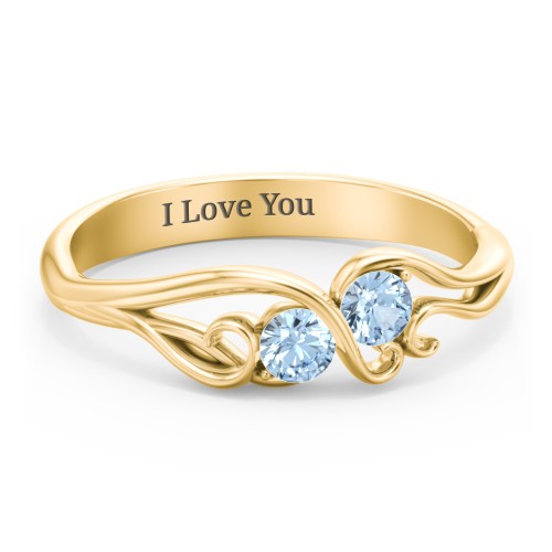 Swirl of Style Birthstone Ring – 18K Gold Plated Silver with Blue Topaz