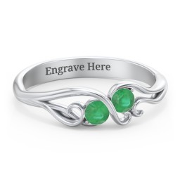 Swirl of Style Birthstone Ring in 925 Sterling Silver with Emerald