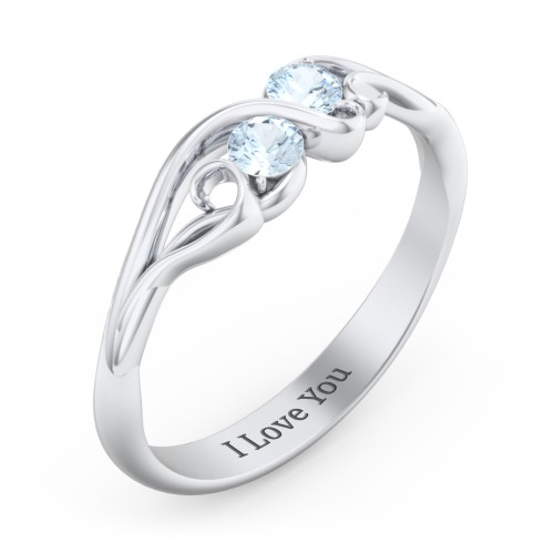 Swirl of Style Birthstone Ring – Sterling Silver with Aquamarine