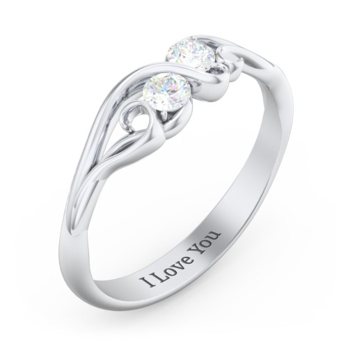 Swirl of Style Birthstone Ring – Sterling Silver with Diamond