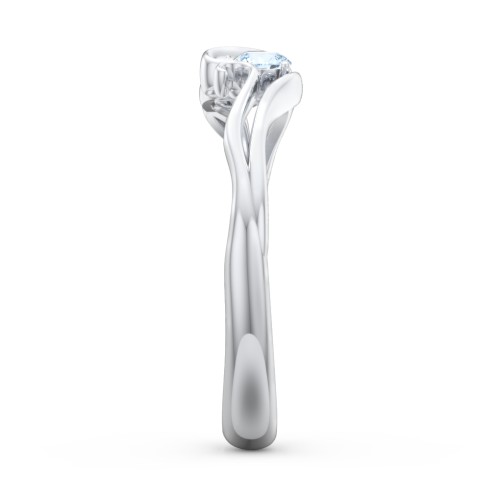 Swirl of Style Birthstone Ring – Sterling Silver with Aquamarine