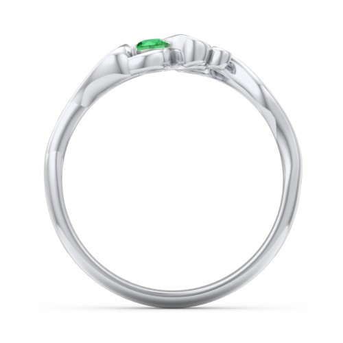 Swirl of Style Birthstone Ring – Sterling Silver with Emerald and Ruby