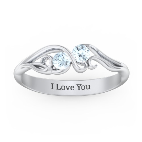 Swirl of Style Birthstone Ring – Sterling Silver with Aquamarine