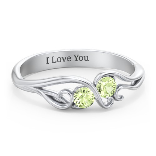 Swirl of Style Birthstone Ring – Sterling Silver with Peridot