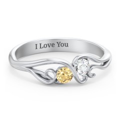 Swirl of Style Birthstone Ring – 10K White Gold with Citrine and Cubic Zirconia