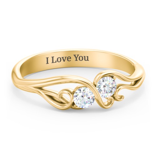 Swirl of Style Birthstone Ring – 10K Yellow Gold with Diamond