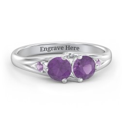 Darling Duo Double Gemstone Ring in 925 Sterling Silver with Amethyst