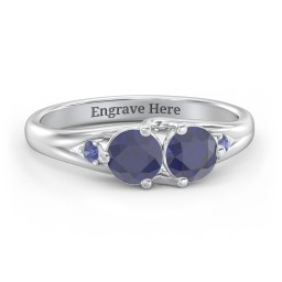 Darling Duo Double Gemstone Ring in 925 Sterling Silver with Blue Sapphire