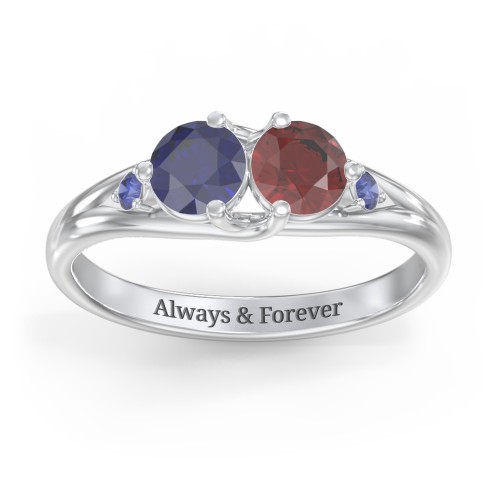 Darling Duo Double Gemstone Ring – Sterling Silver with Blue Sapphire and Garnet