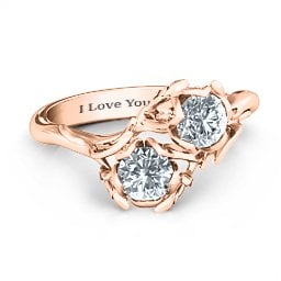 Be-leaf In Love Double Gemstone Floral Ring