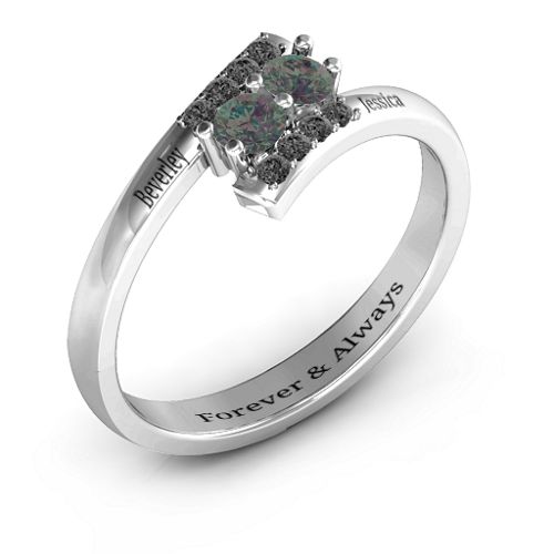 Must Be Love Two Stone Ring – Sterling Silver with Alexandrite and Black Premium Zirconia