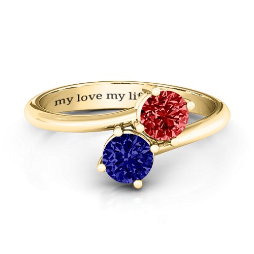 Destined For Love Double Gemstone Ring – 18K Gold Plated Silver with Blue Sapphire and Garnet