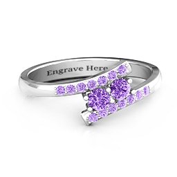 Moment We Met Two Stone Ring in 925 Sterling Silver with Amethyst and Amethyst Premium Zirconia