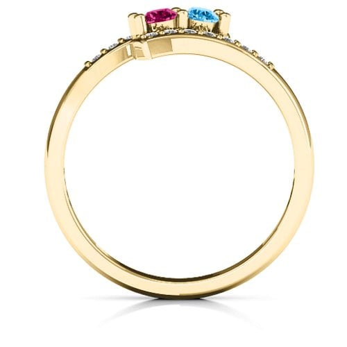 Moment We Met Two Stone Ring – 10K Yellow Gold with Ruby, Blue Topaz, and White Premium Zirconia