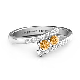 Moment We Met Two Stone Ring in 925 Sterling Silver with Citrine and White Premium Zirconia