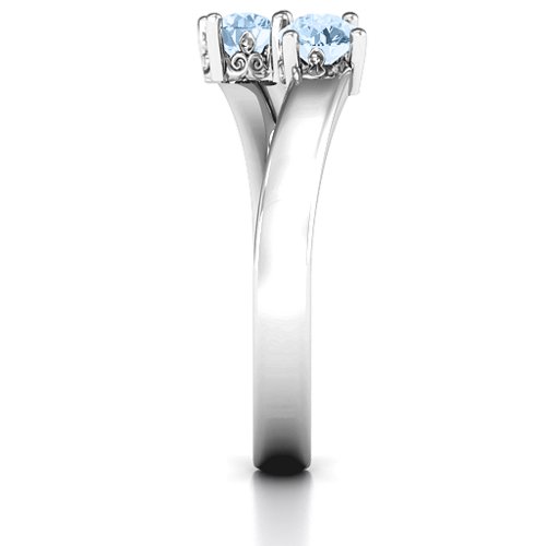 Two Stone Ring With Filigree Settings