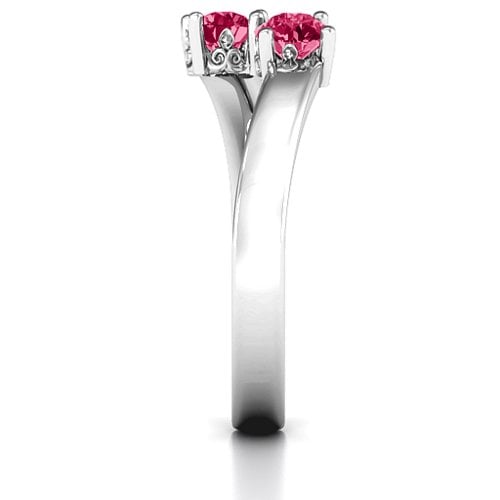 Two Stone Ring With Filigree Settings