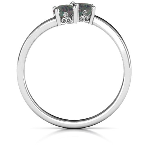 Two Stone Ring With Filigree Settings – Sterling Silver with Alexandrite