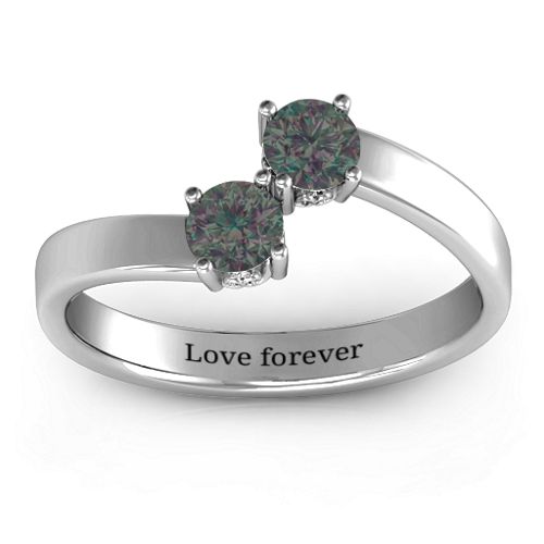Two Stone Ring With Filigree Settings – Sterling Silver with Alexandrite
