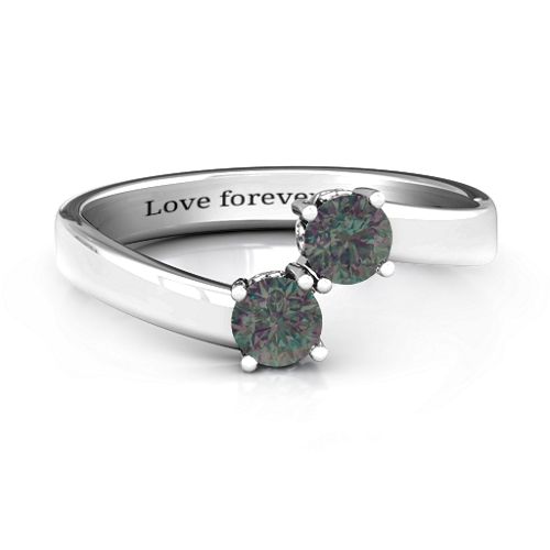 Two Stone Ring With Filigree Settings – Sterling Silver with Alexandrite