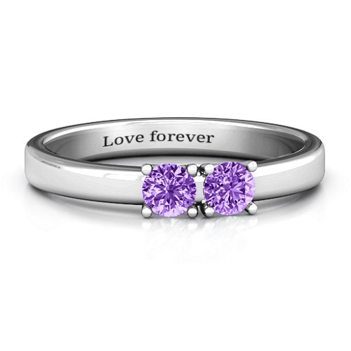 Meet In The Middle Two Stone Ring – Sterling Silver with Amethyst