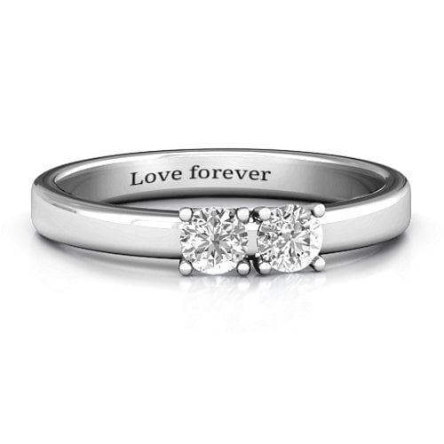 Meet In The Middle Two Stone Ring – Sterling Silver with White Sapphire
