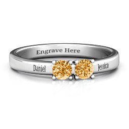 Meet In The Middle Two Stone Ring in 925 Sterling Silver with Citrine and Fancy Blue Premium Zirconia