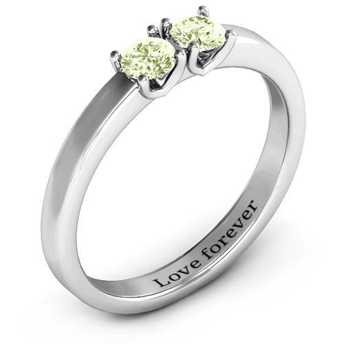 Meet In The Middle Two Stone Ring – Sterling Silver with Peridot