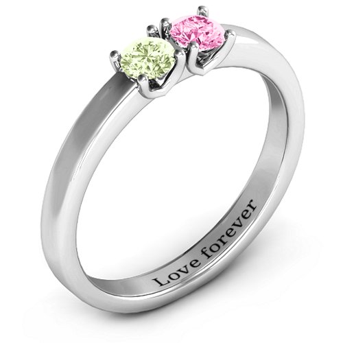 Meet In The Middle Two Stone Ring – Sterling Silver with Peridot and Pink Tourmaline