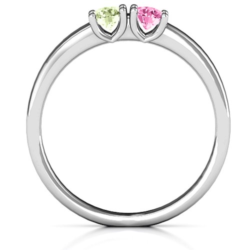 Meet In The Middle Two Stone Ring – Sterling Silver with Peridot and Pink Tourmaline