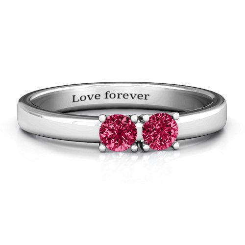 Meet In The Middle Two Stone Ring – Sterling Silver with Ruby