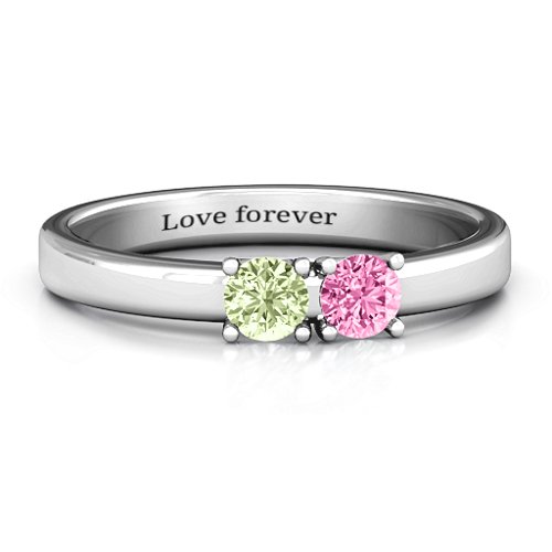 Meet In The Middle Two Stone Ring – Sterling Silver with Peridot and Pink Tourmaline