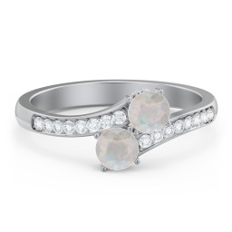 Two Stone Ring With Sparkling Accents And Filigree Settings